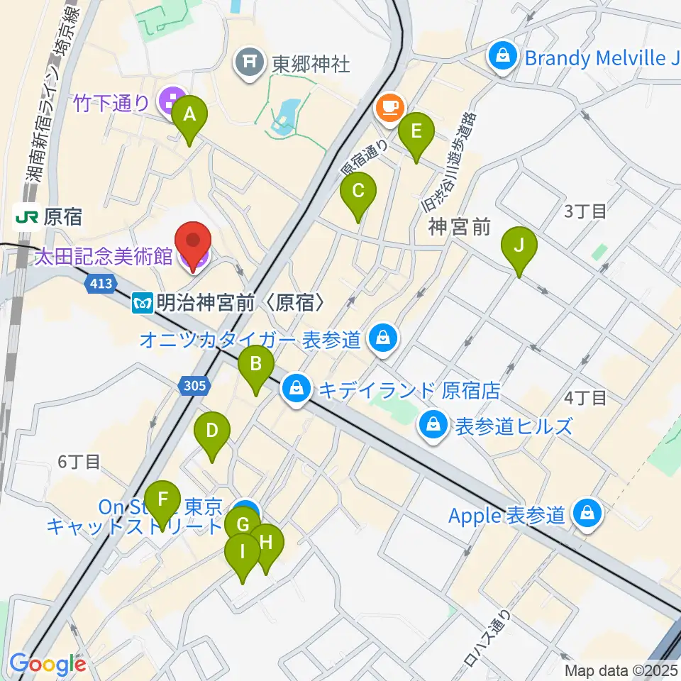 太田記念美術館周辺のホテル一覧地図