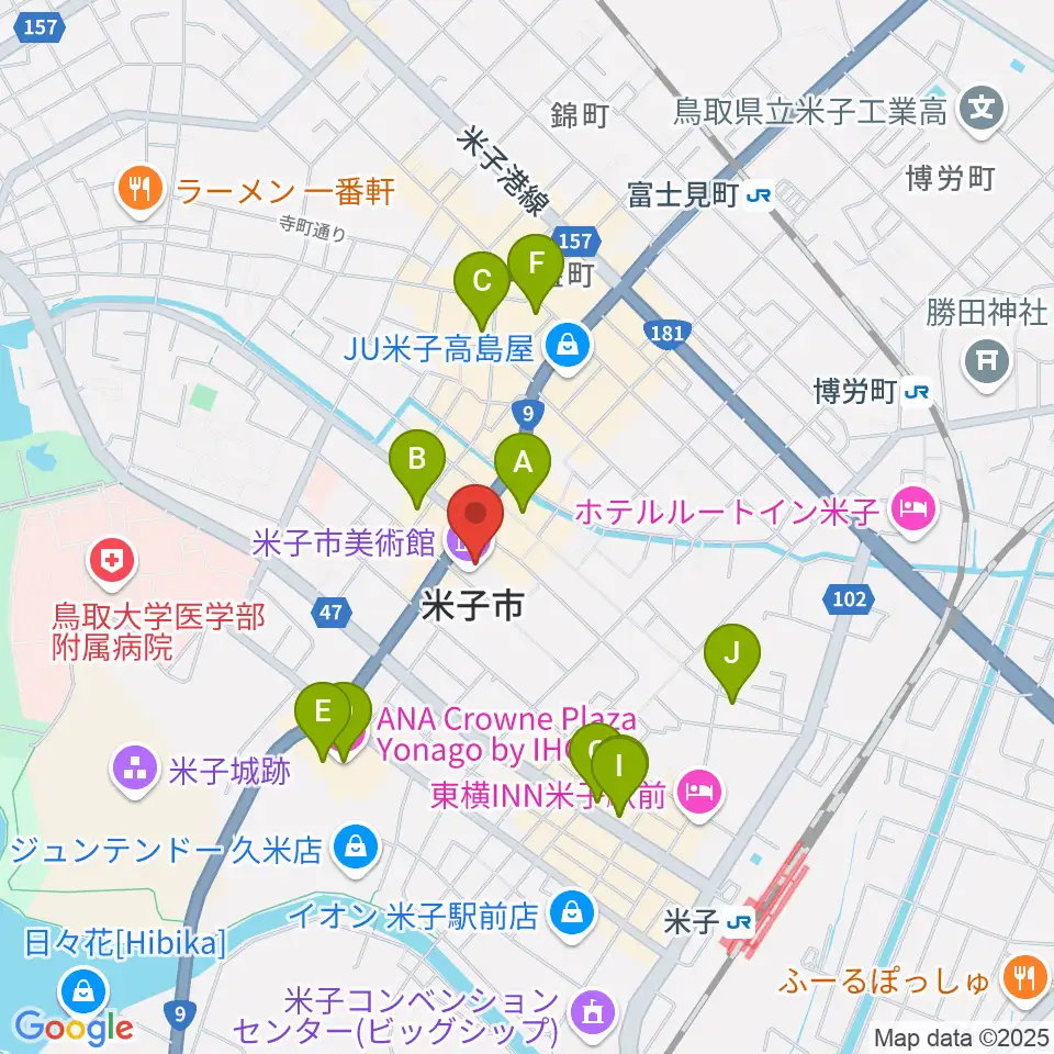 米子市美術館周辺のホテル一覧地図