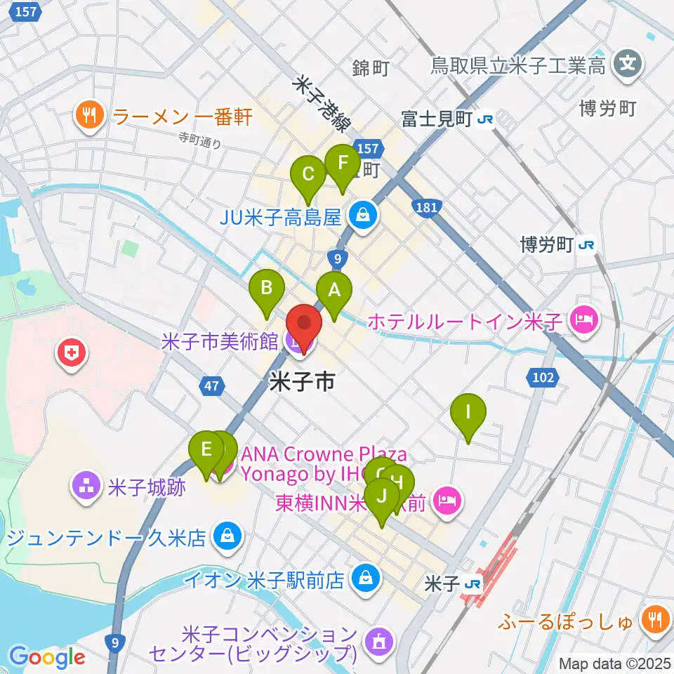 米子市美術館周辺のホテル一覧地図