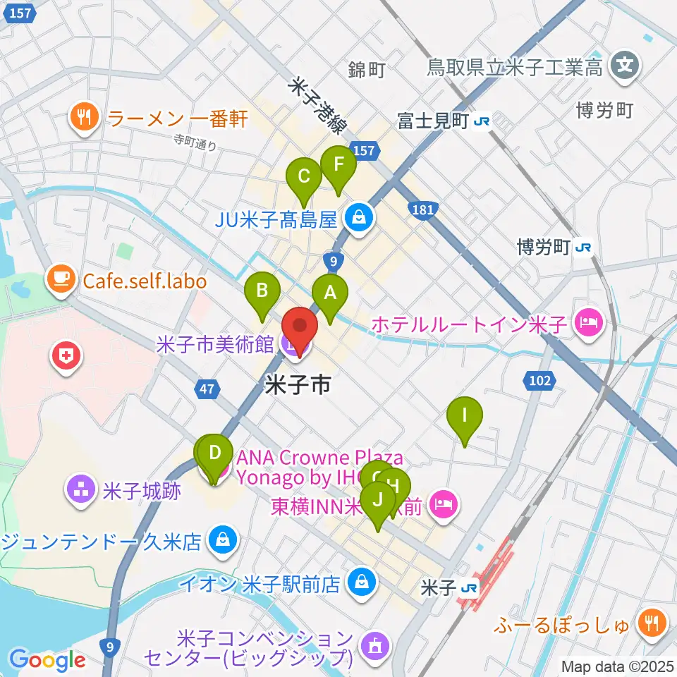 米子市美術館周辺のホテル一覧地図