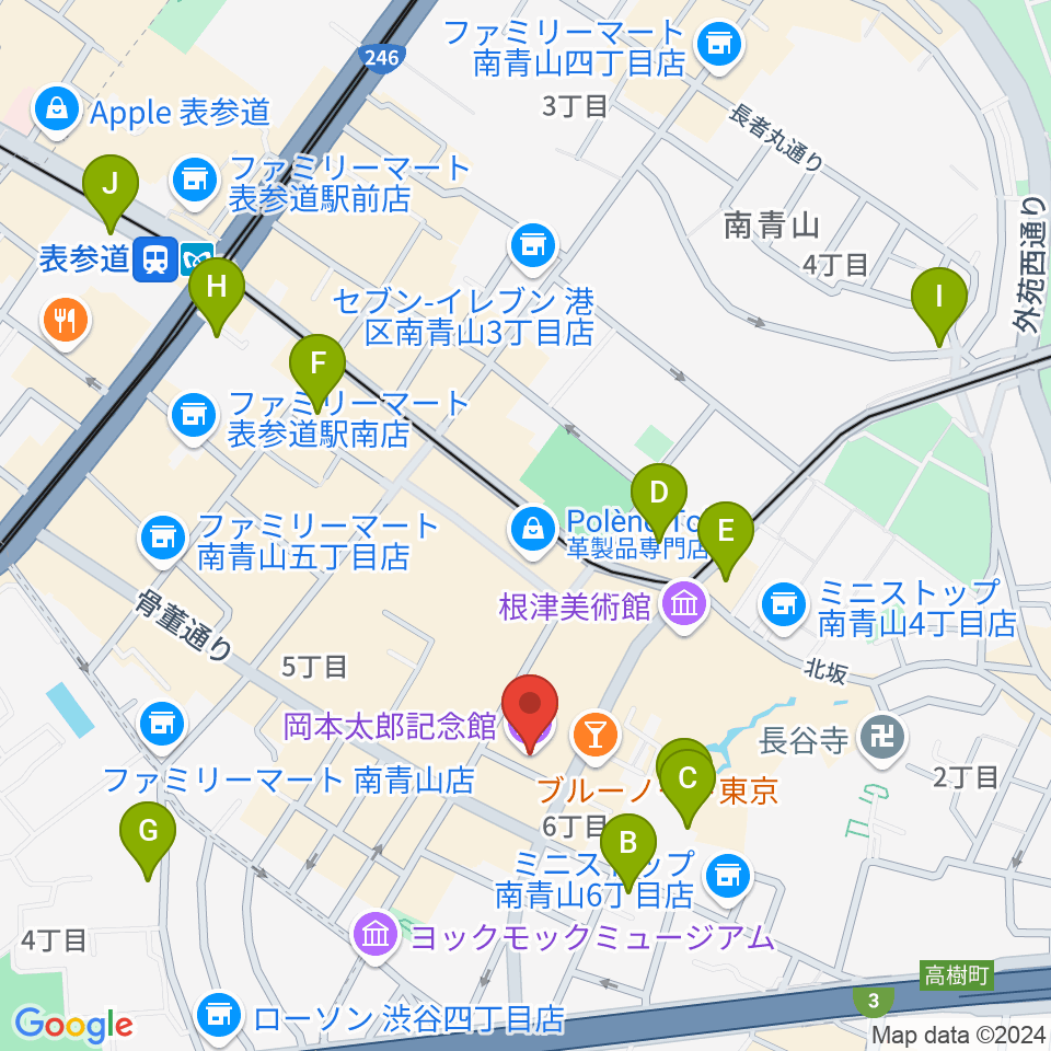 岡本太郎記念館周辺のホテル一覧地図