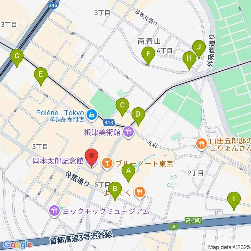 岡本太郎記念館周辺のホテル一覧地図