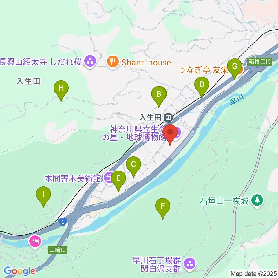 神奈川県立生命の星・地球博物館周辺のホテル一覧地図