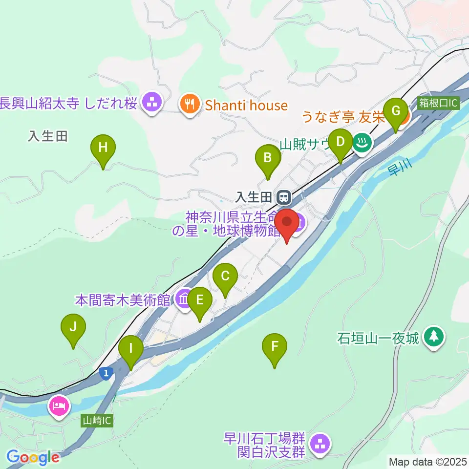神奈川県立生命の星・地球博物館周辺のホテル一覧地図