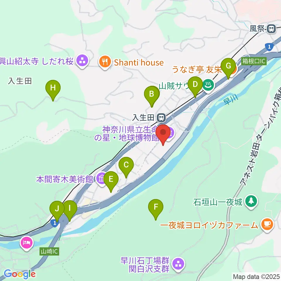 神奈川県立生命の星・地球博物館周辺のホテル一覧地図