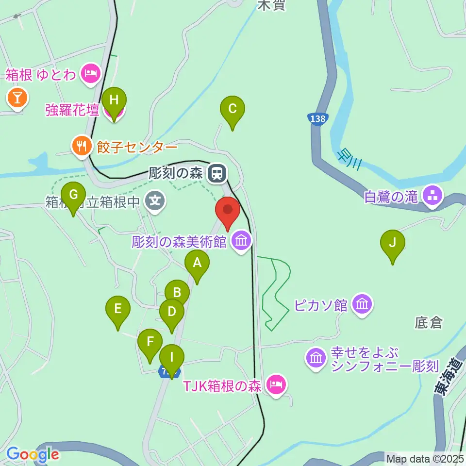 箱根 彫刻の森美術館周辺のホテル一覧地図