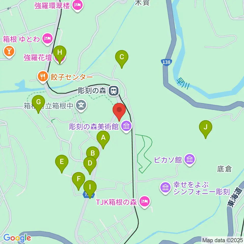 箱根 彫刻の森美術館周辺のホテル一覧地図