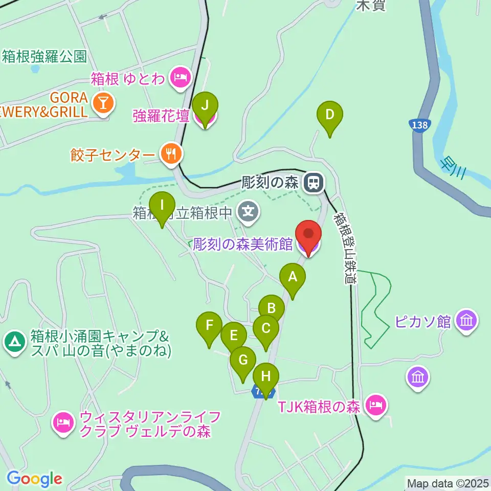 箱根 彫刻の森美術館周辺のホテル一覧地図
