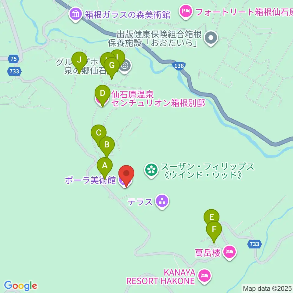 ポーラ美術館周辺のホテル一覧地図