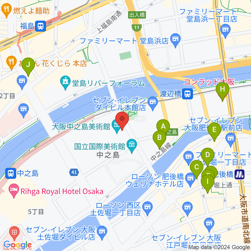大阪中之島美術館周辺のホテル一覧地図