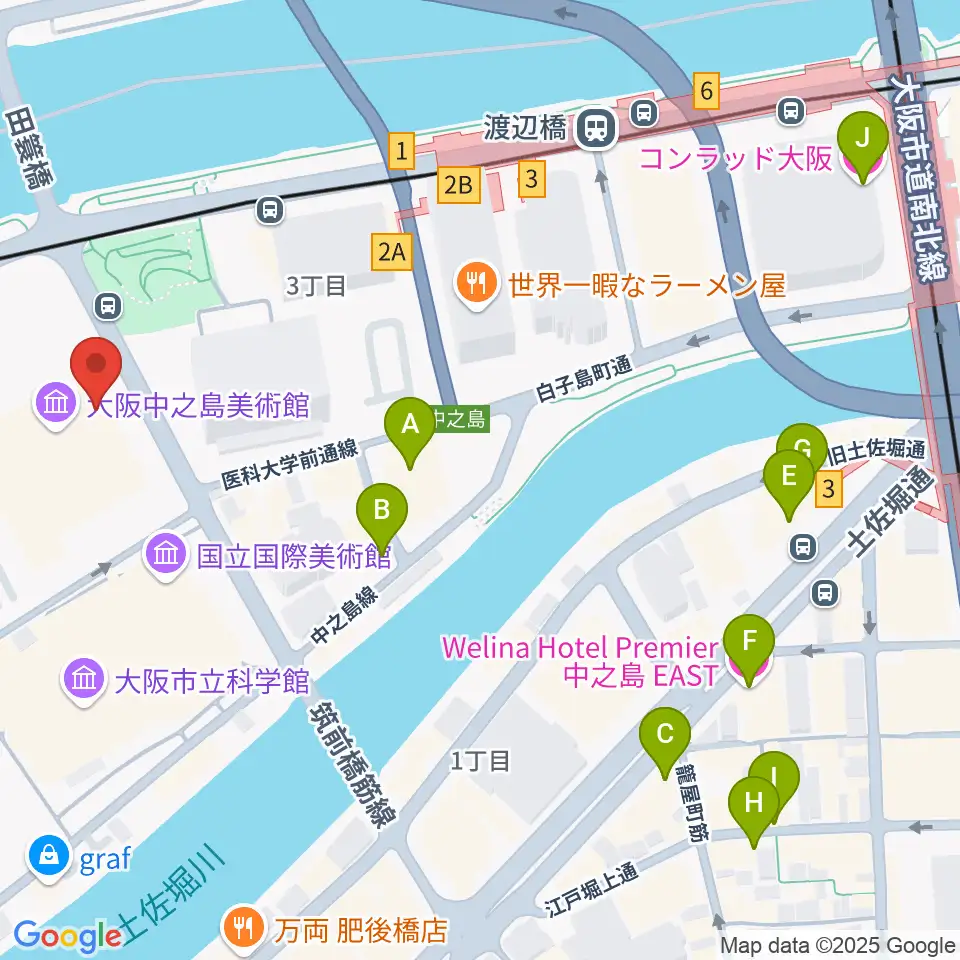 大阪中之島美術館周辺のホテル一覧地図