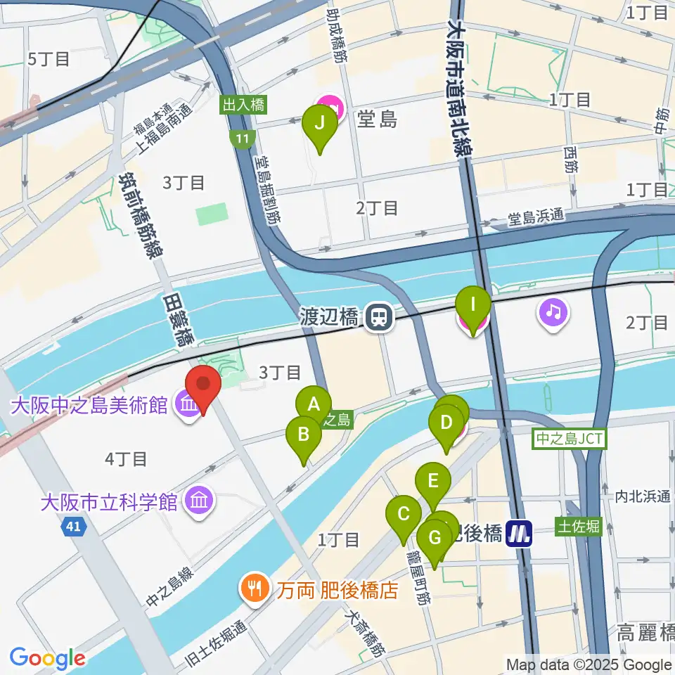 大阪中之島美術館周辺のホテル一覧地図