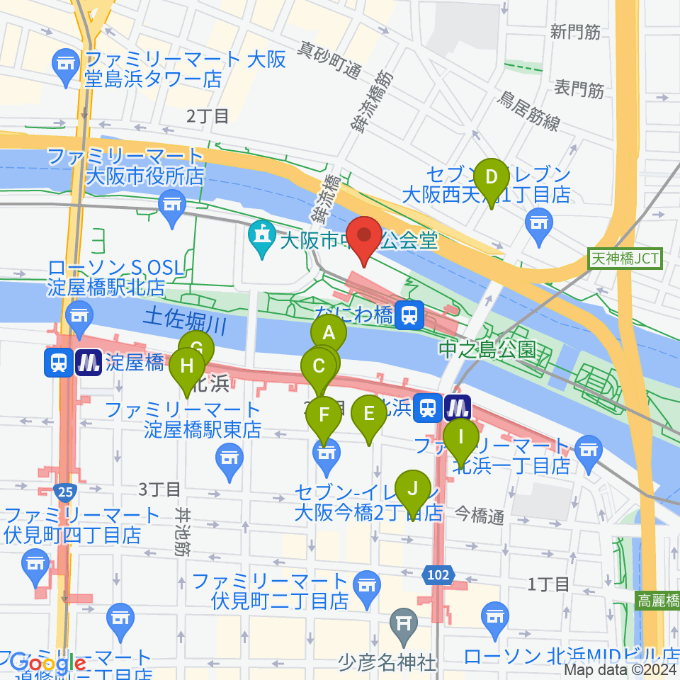 大阪市立東洋陶磁美術館周辺のホテル一覧地図