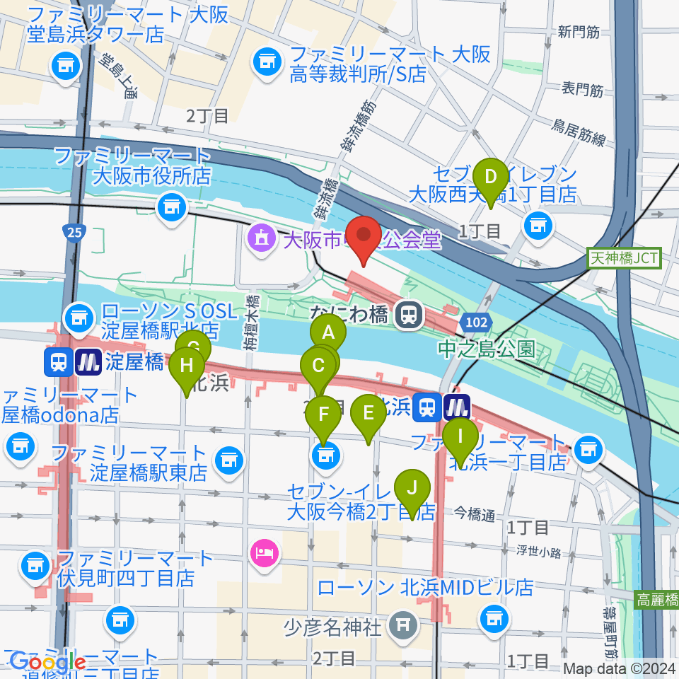 大阪市立東洋陶磁美術館周辺のホテル一覧地図