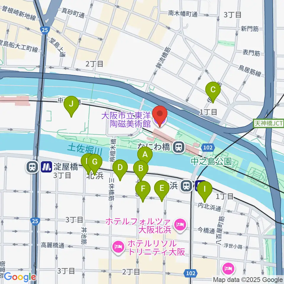 大阪市立東洋陶磁美術館周辺のホテル一覧地図