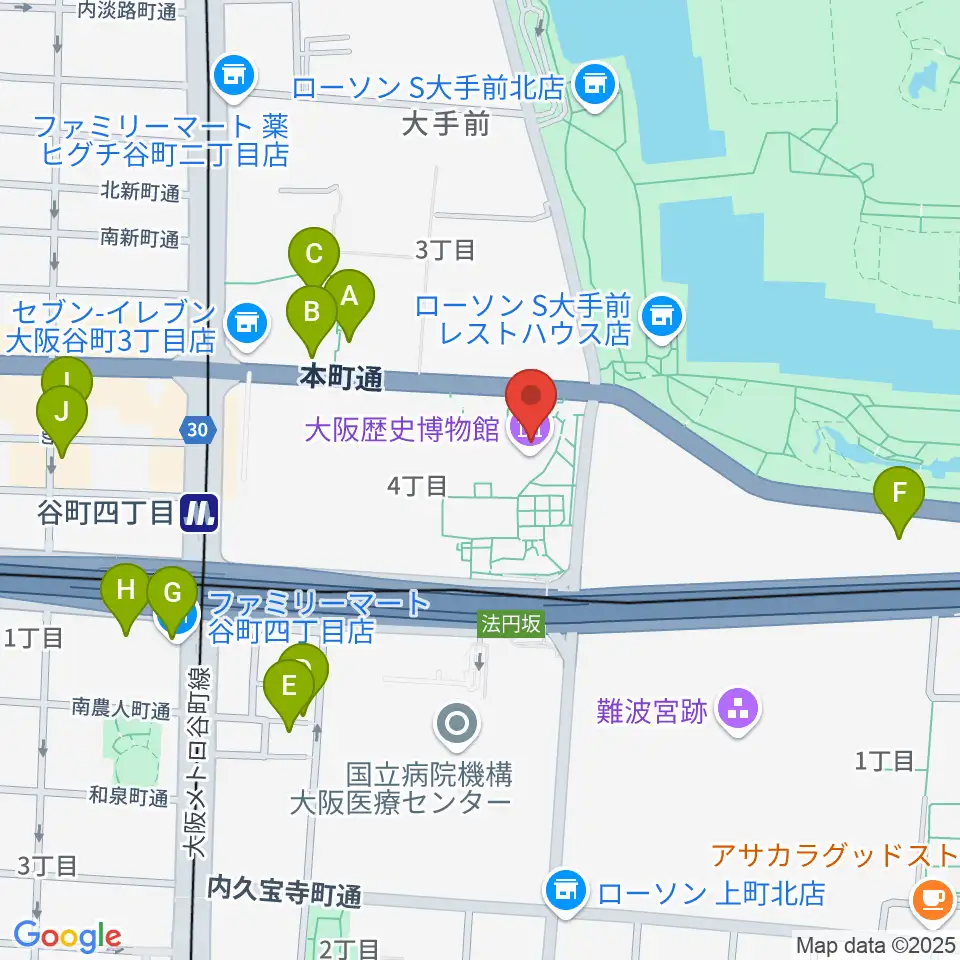 大阪歴史博物館周辺のホテル一覧地図