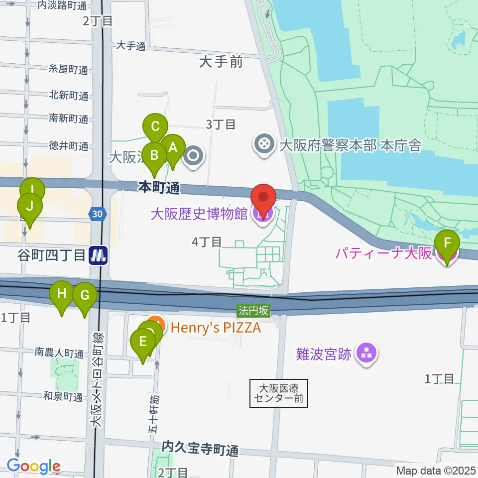 大阪歴史博物館周辺のホテル一覧地図