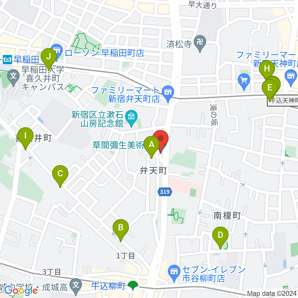 草間彌生美術館周辺のホテル一覧地図