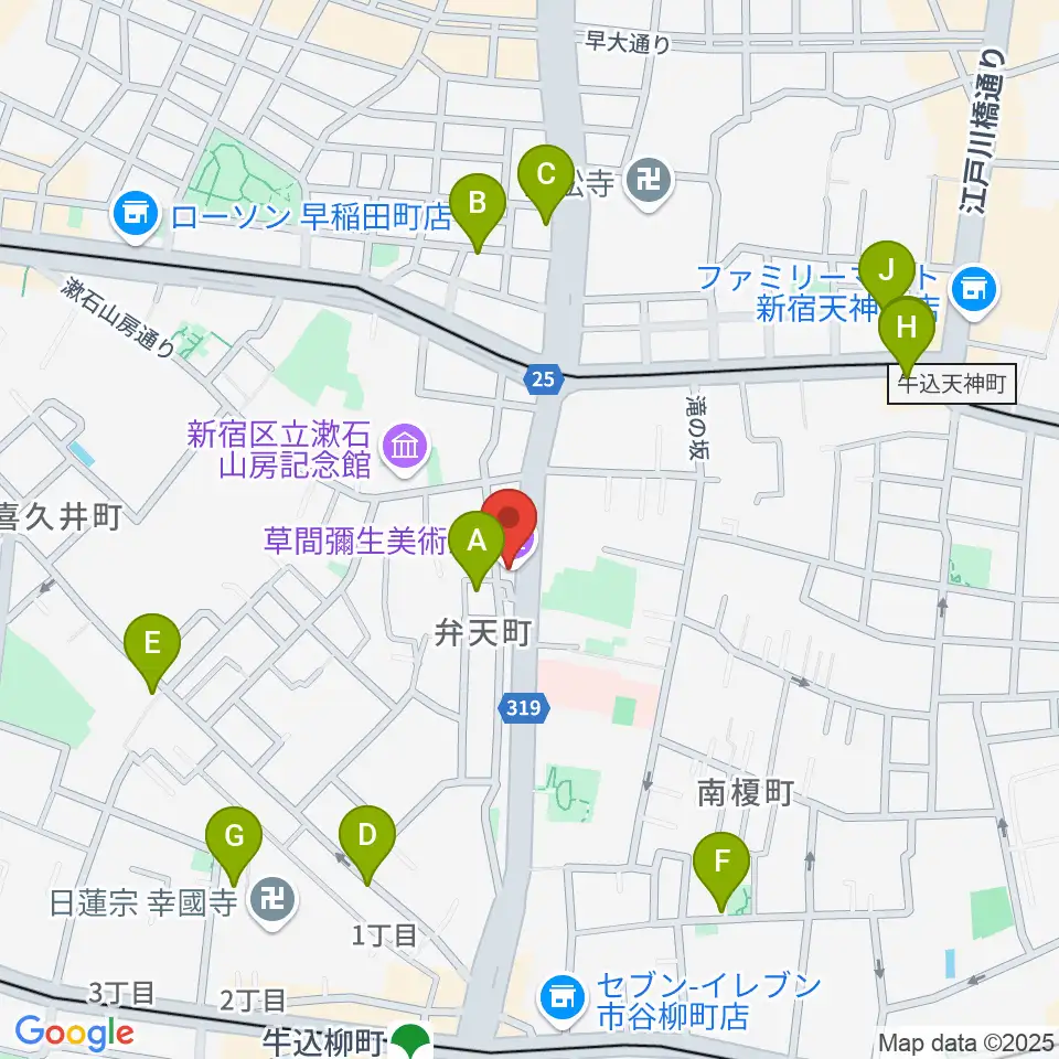 草間彌生美術館周辺のホテル一覧地図