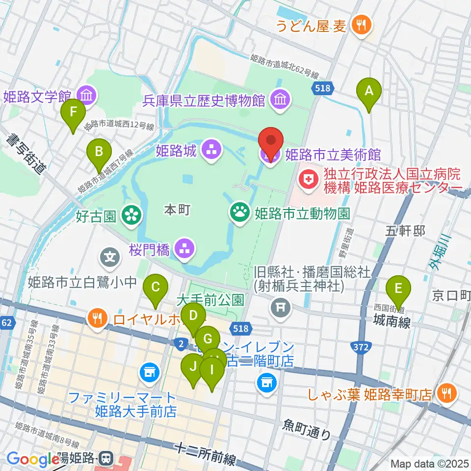 姫路市立美術館周辺のホテル一覧地図