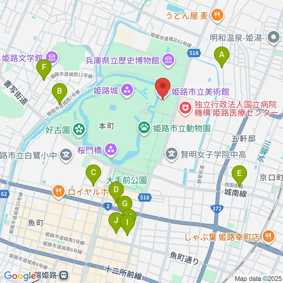 姫路市立美術館周辺のホテル一覧地図
