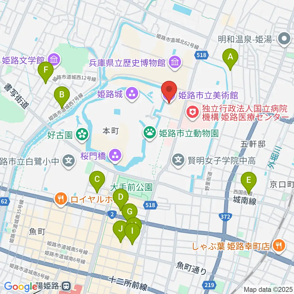 姫路市立美術館周辺のホテル一覧地図