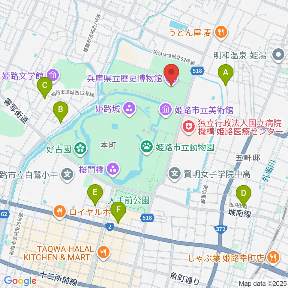 兵庫県立歴史博物館周辺のホテル一覧地図