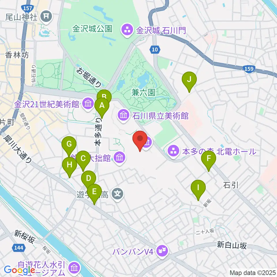 石川県立歴史博物館 いしかわ赤レンガミュージアム周辺のホテル一覧地図