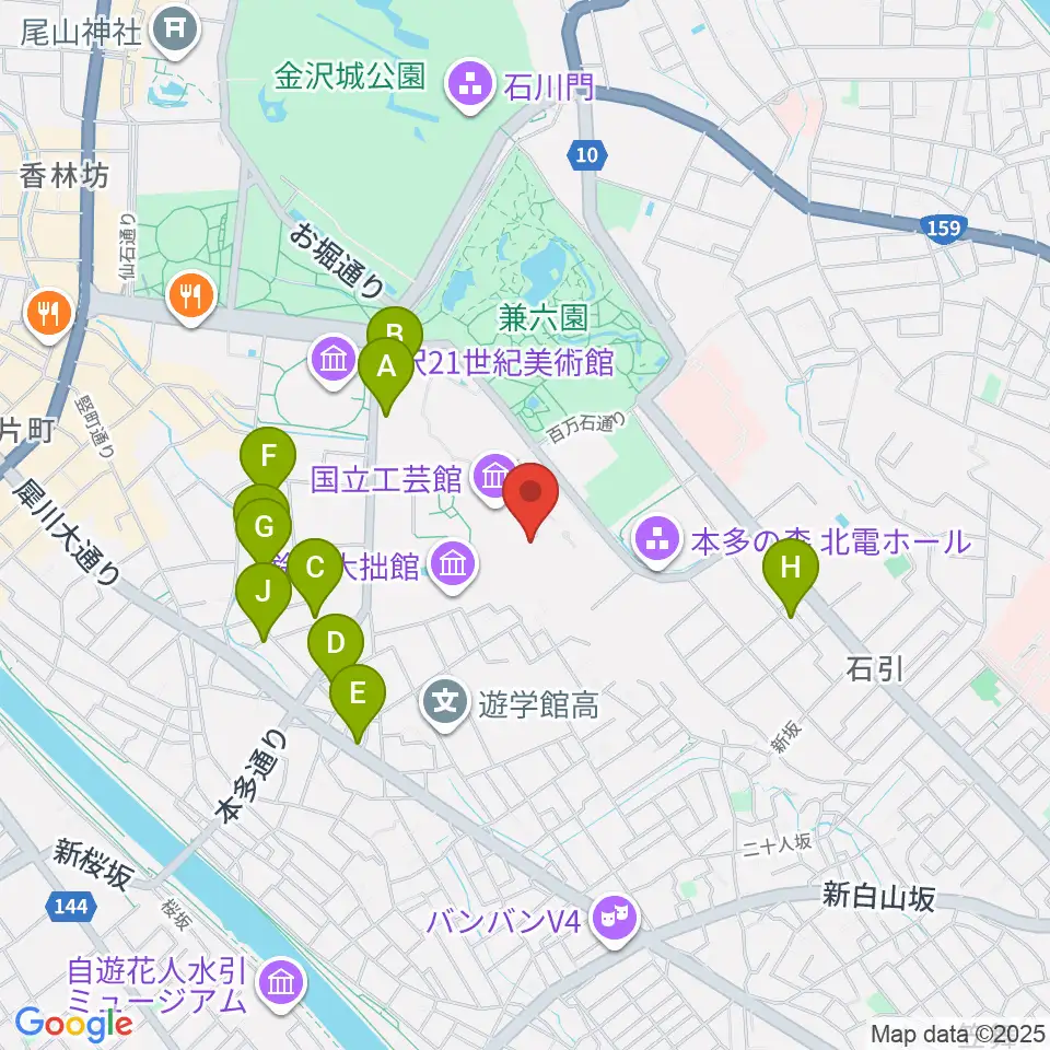 石川県立歴史博物館 いしかわ赤レンガミュージアム周辺のホテル一覧地図