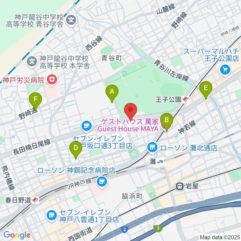 原田の森ギャラリー周辺のホテル一覧地図