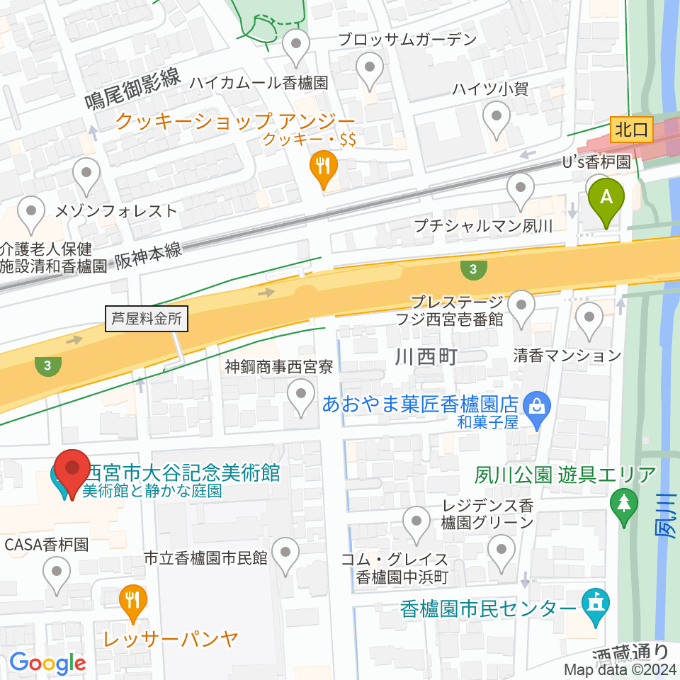 西宮市大谷記念美術館周辺のホテル一覧地図