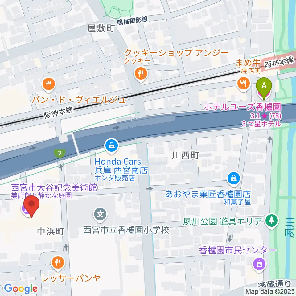 西宮市大谷記念美術館周辺のホテル一覧地図