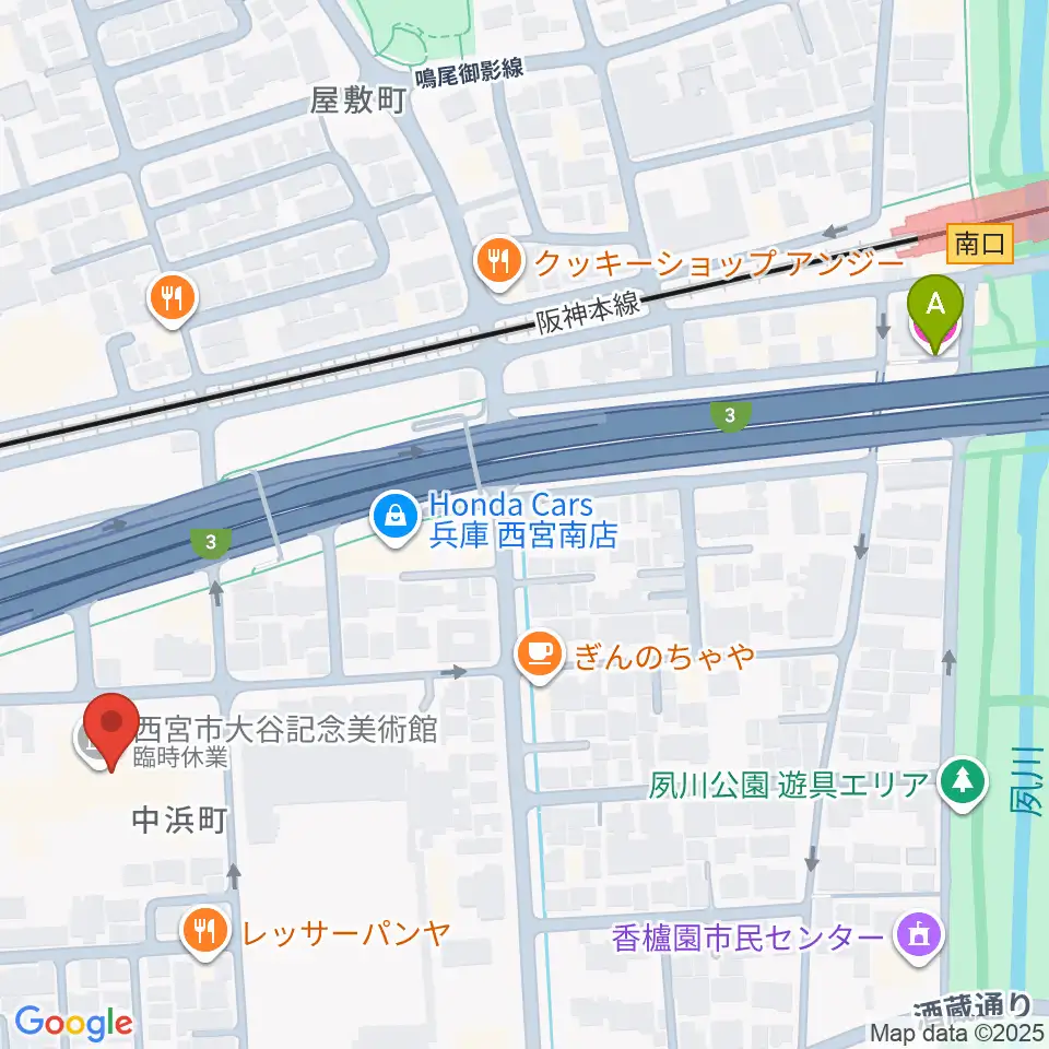 西宮市大谷記念美術館周辺のホテル一覧地図