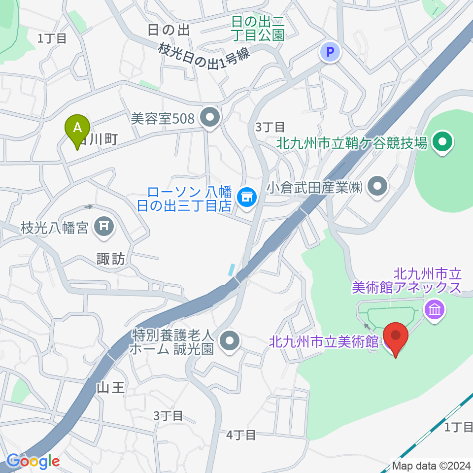 北九州市立美術館周辺のホテル一覧地図