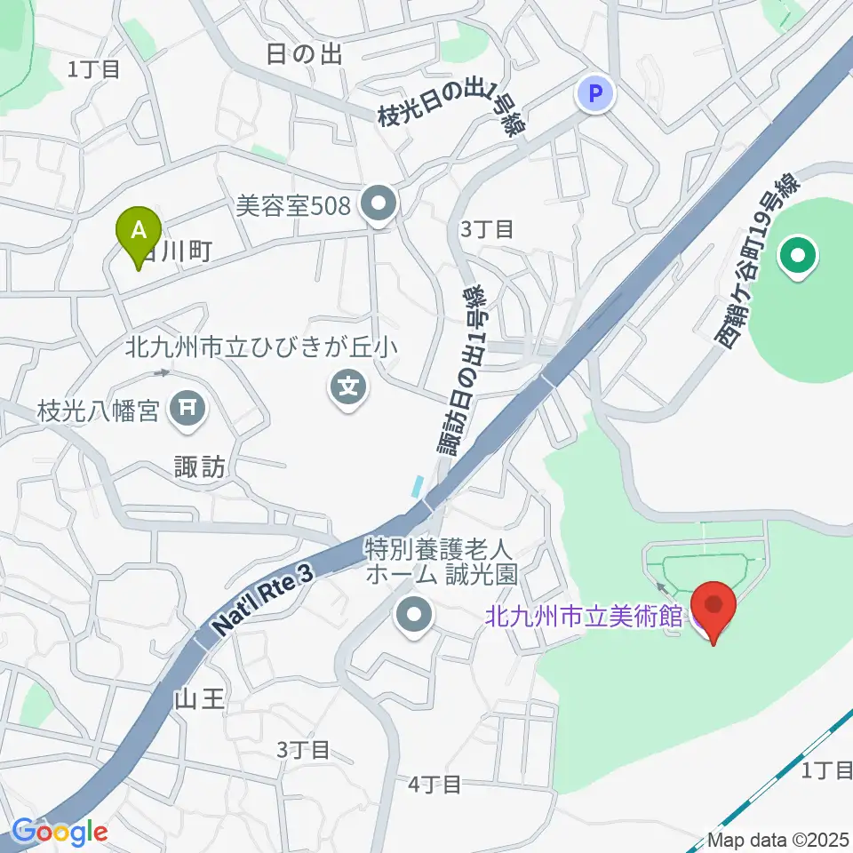 北九州市立美術館周辺のホテル一覧地図
