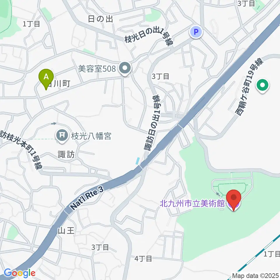 北九州市立美術館周辺のホテル一覧地図