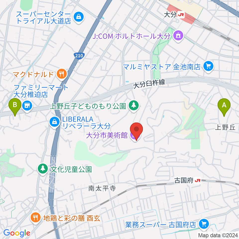 大分市美術館周辺のホテル一覧地図