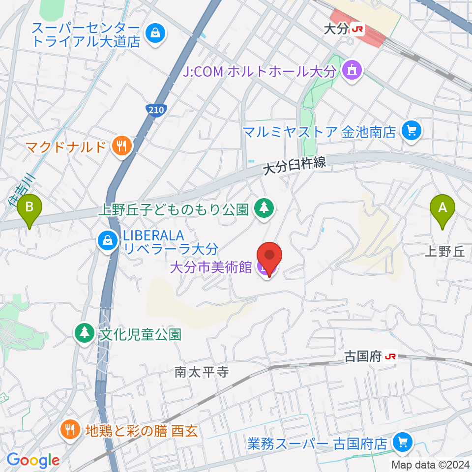 大分市美術館周辺のホテル一覧地図