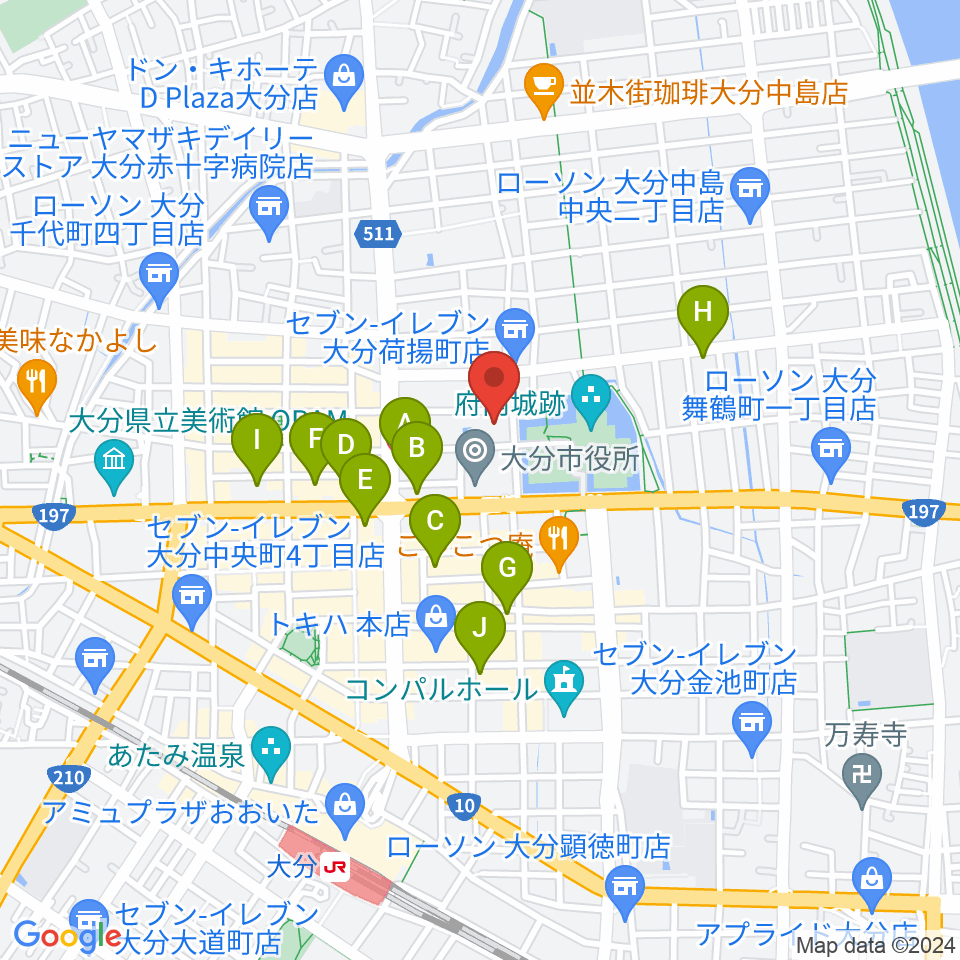 大分市アートプラザ周辺のホテル一覧地図