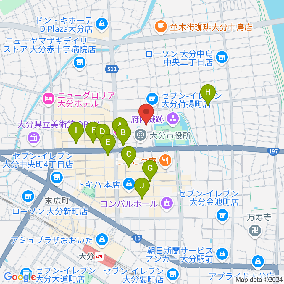 大分市アートプラザ周辺のホテル一覧地図