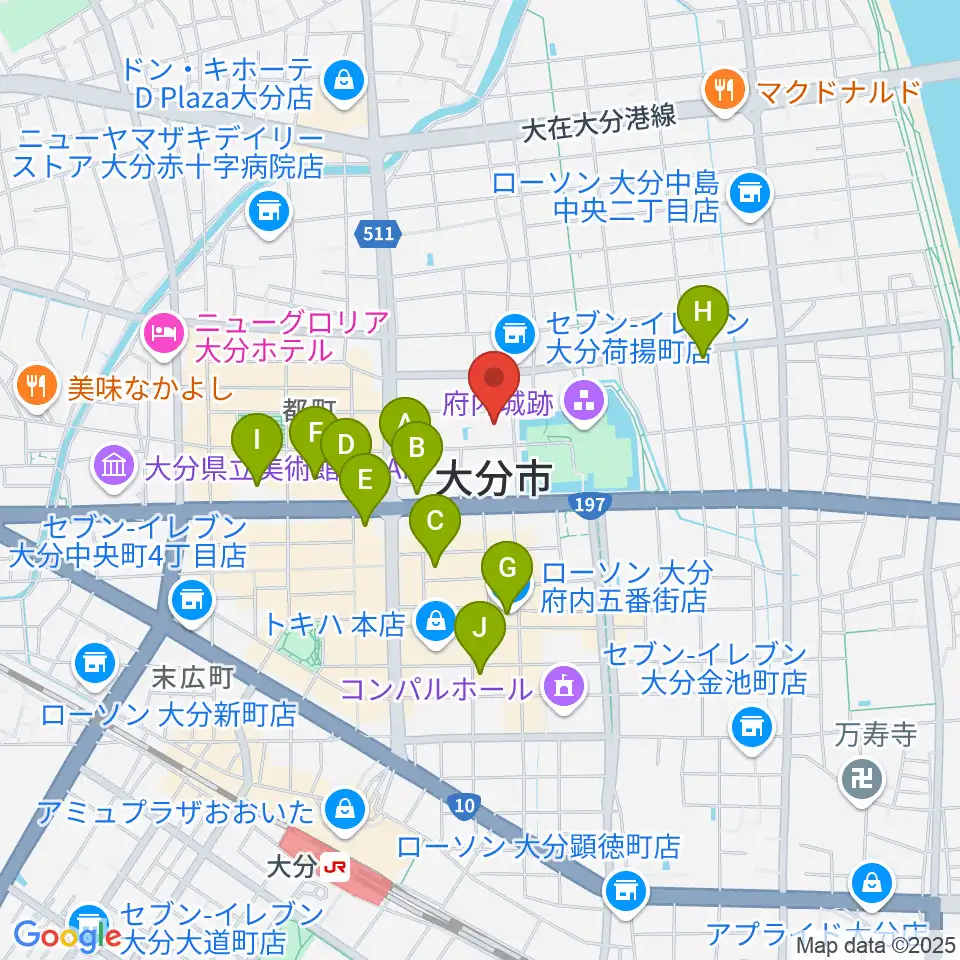 大分市アートプラザ周辺のホテル一覧地図
