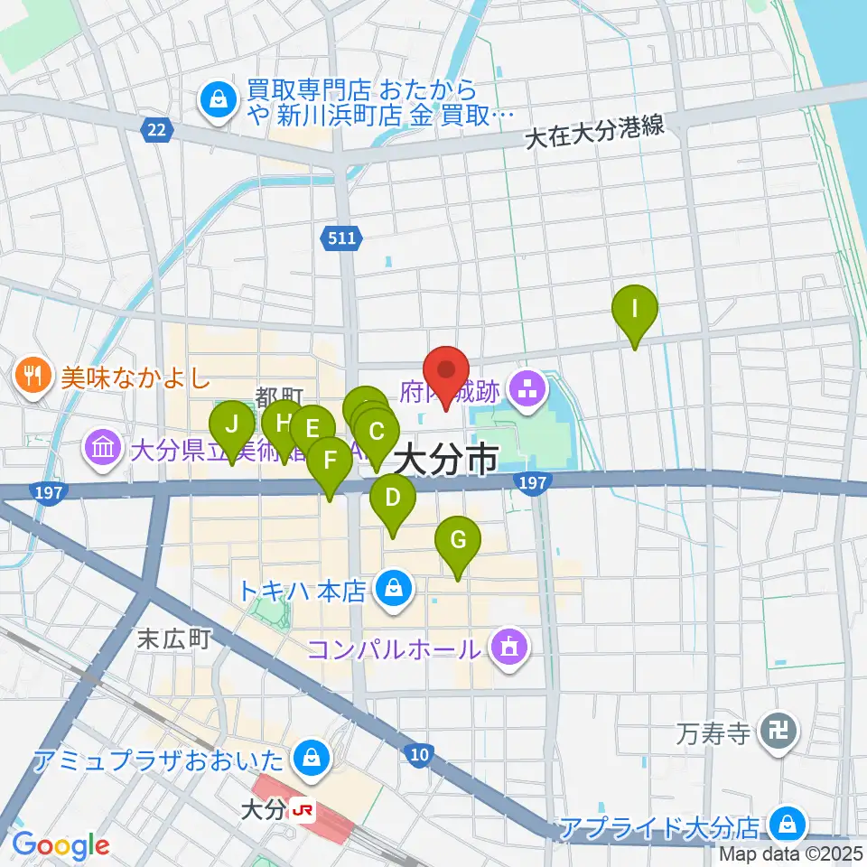 大分市アートプラザ周辺のホテル一覧地図