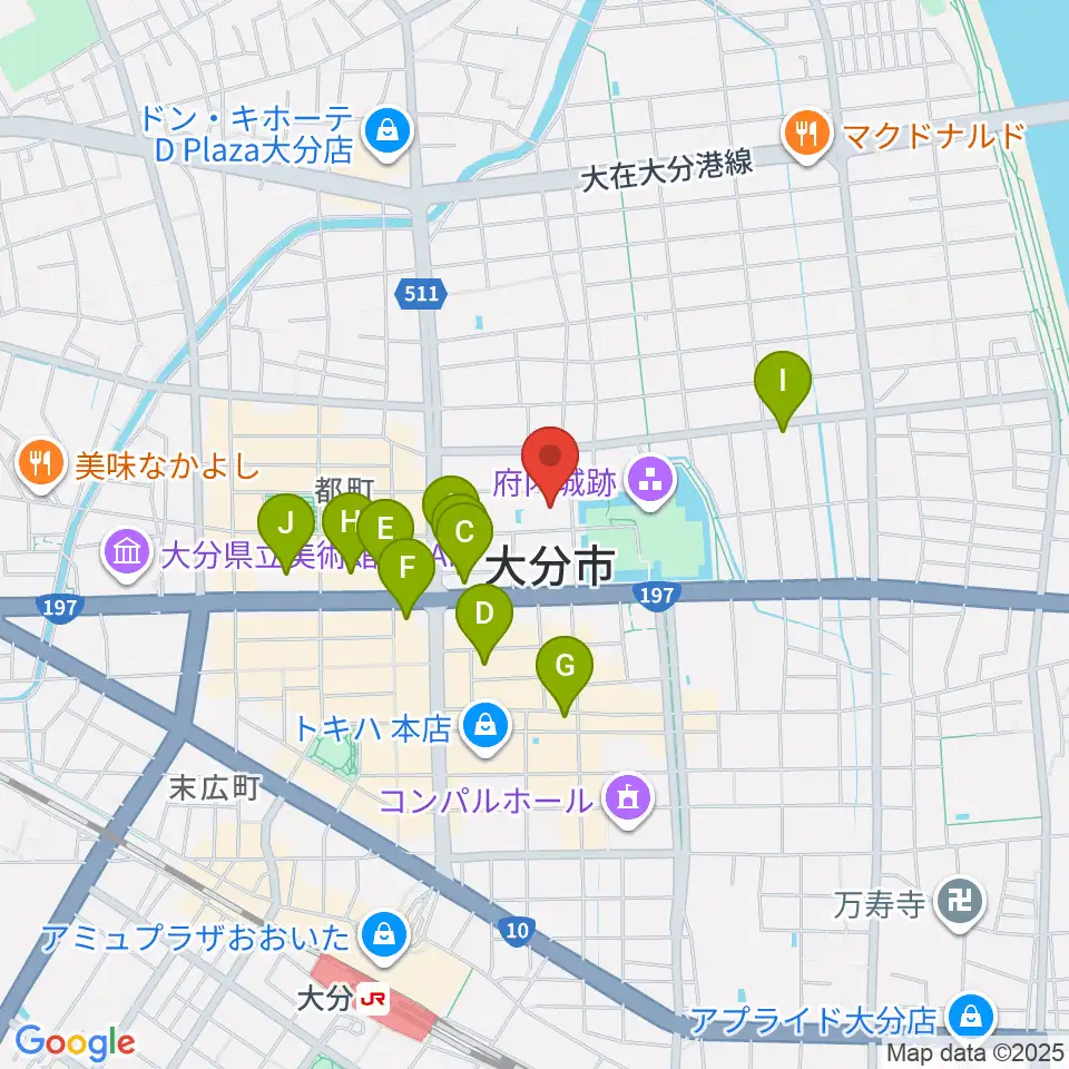 大分市アートプラザ周辺のホテル一覧地図