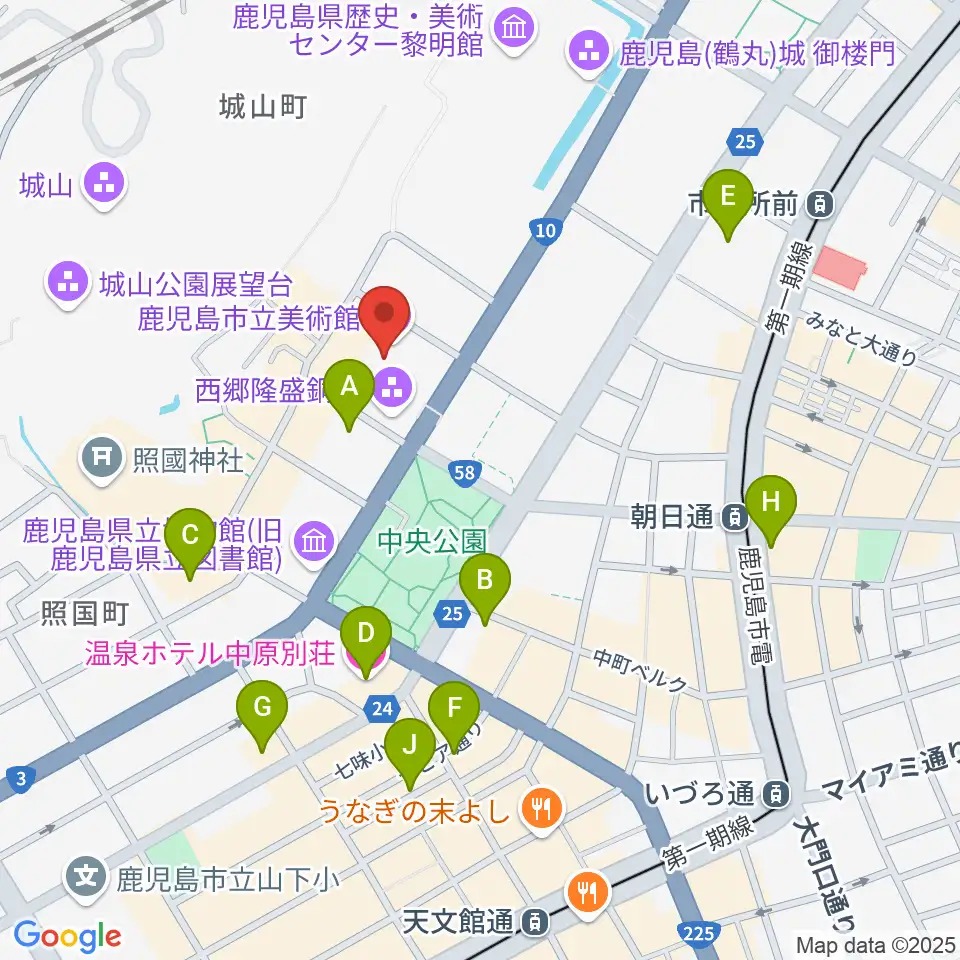 鹿児島市立美術館周辺のホテル一覧地図
