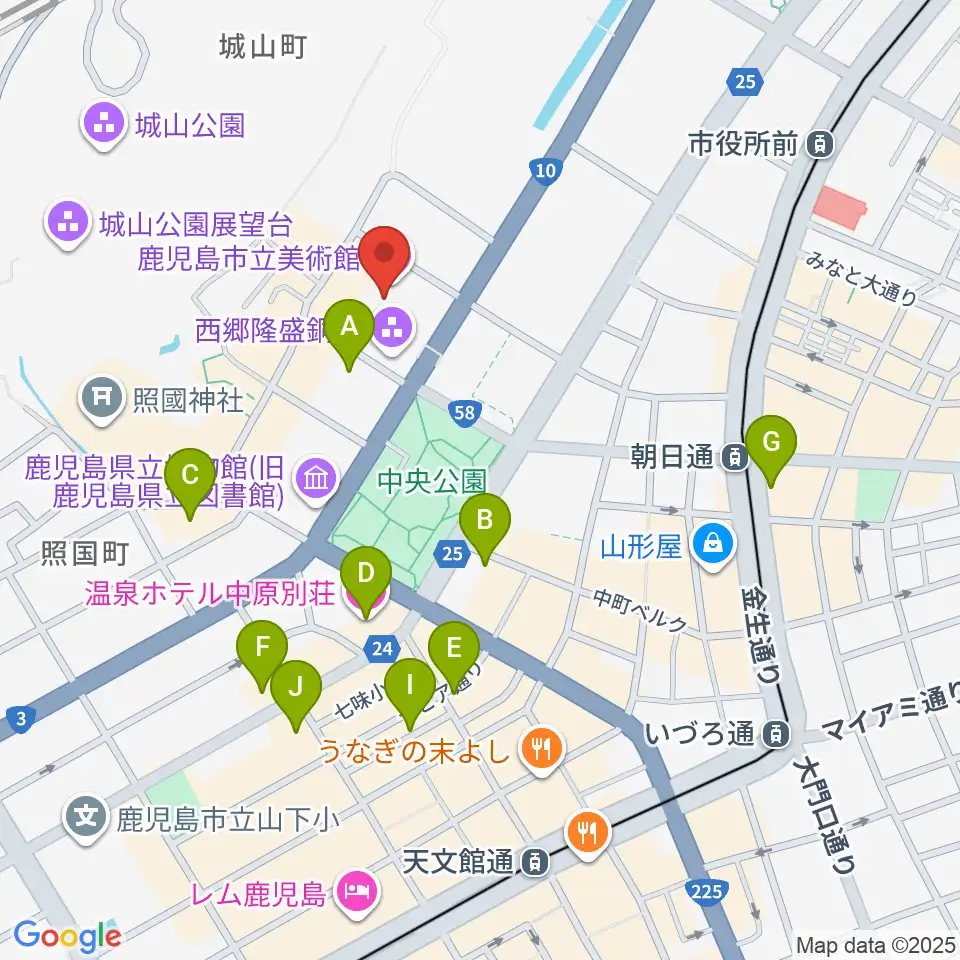 鹿児島市立美術館周辺のホテル一覧地図