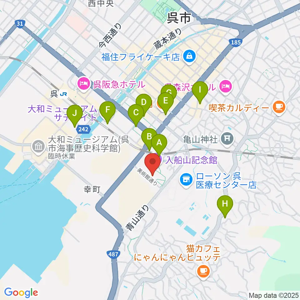 呉市立美術館周辺のホテル一覧地図