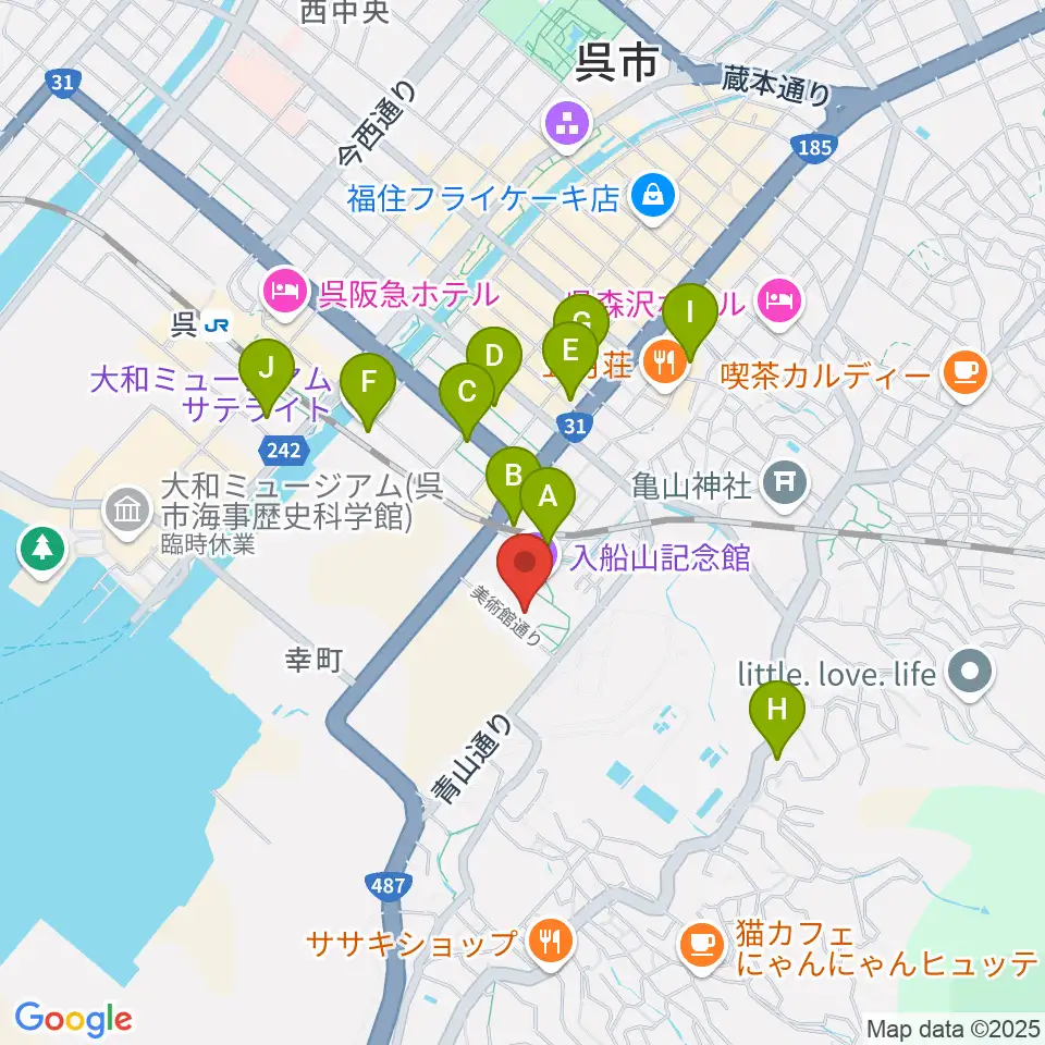 呉市立美術館周辺のホテル一覧地図