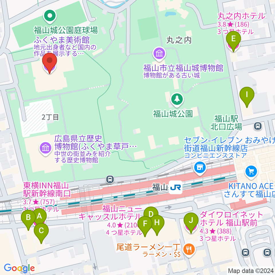 ふくやま美術館周辺のホテル一覧地図