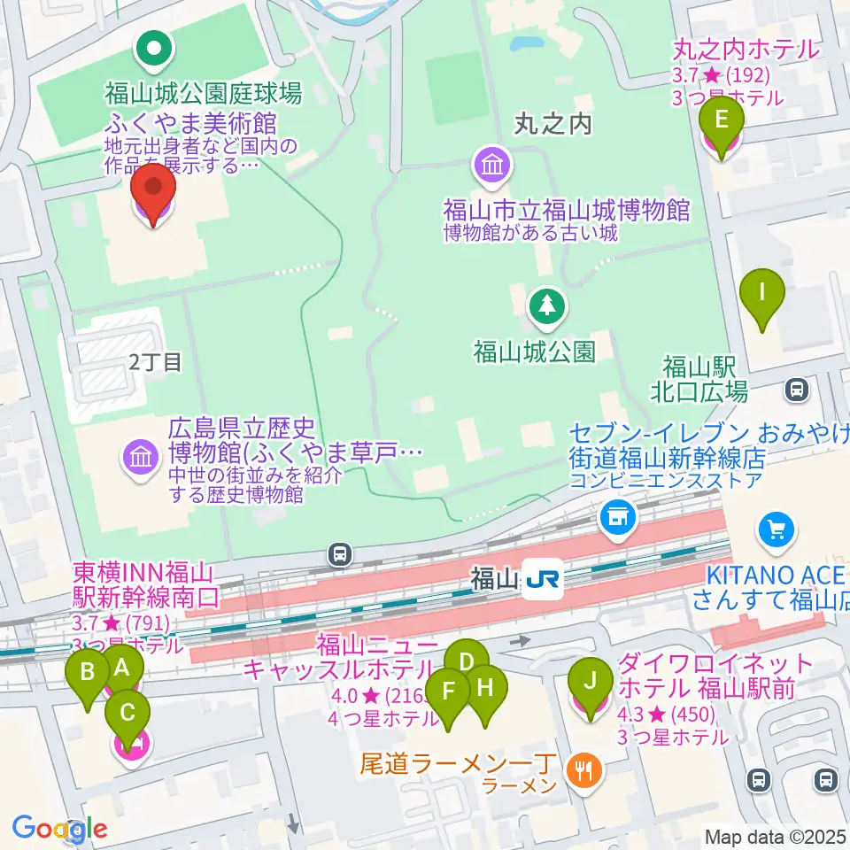 ふくやま美術館周辺のホテル一覧地図