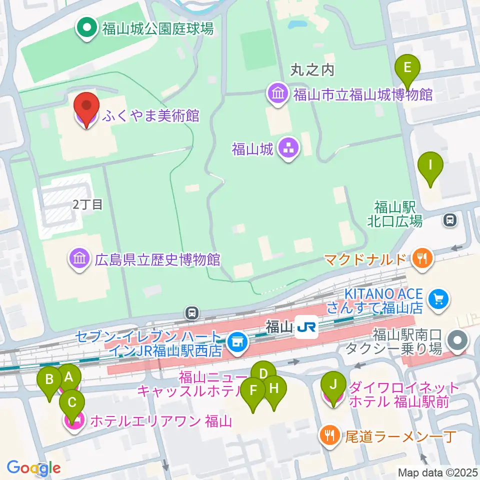 ふくやま美術館周辺のホテル一覧地図